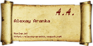 Alexay Aranka névjegykártya